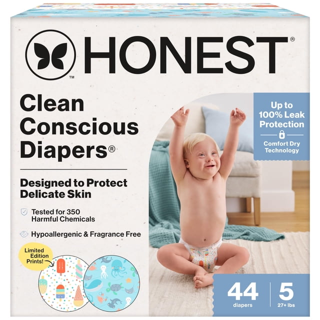 Pañales The Honest Company Clean Conscious, talla 5 (12 kg), 44 unidades
