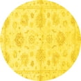 thumbnail image 1 of Ahgly Company Indoor Round Oriental Yellow Traditional Area Rugs, 5' Round, 1 of 4