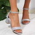 thumbnail image 5 of Rexoro Women Chunky Low Heel Sandals Open Toe Adjustable Ankle Strap Dress Pumps for Wedding Party Daily Wear, 5 of 7