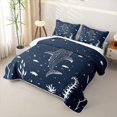 thumbnail image 3 of Manfei Marine Shark Twin Quilt Set, Cartoon Water Plant Twin Coverlet Set, Midnight Blue, 2pcs, 1 Bedspread and 1 Pillowcase, 3 of 7