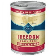 Blue Buffalo Freedom Grillers Grain Free Natural Adult Wet Dog Food, Hearty Beef 12.5oz cans (Pack of 12)
