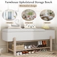 thumbnail image 6 of GZXS Upholstered Bench with Padded Seat, Hidden Storage, Open Shelf and Solid Rubberwood Legs, for Entrance, Hallway, Bedroom, Living Room, 47.24-Inches, Natural, 6 of 10
