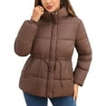 thumbnail image 2 of Breezora Women's Short Puffer Jacket Hooded Winter Coat Warm Lightweight Outerwear With Large Pockets XXXL Size Coffee, 2 of 7