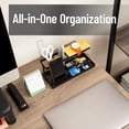 thumbnail image 3 of Mind Reader Steel and Wood Desktop Organizer,  Desktop Dock with Catchall Tray, Black, 3 of 8
