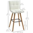 thumbnail image 3 of HOMCOM Bar Stool Set of 2 Upholstered Kitchen Stool w/ Wood Legs, White, 3 of 10