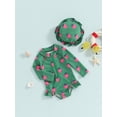 thumbnail image 4 of Musuos Toddler Girl Rash Guard Swimwear 6 9 12 18 24M 3Y Strawberry Print Long Sleeve Ruffle Zipper Bathing Suit with Swimming Cap, 4 of 9