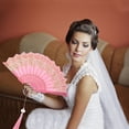 thumbnail image 5 of Unique Bargains 1 Pc Butterfly with Tassel Folding Fan for Masquerade Pink Silk Fabric, 5 of 5