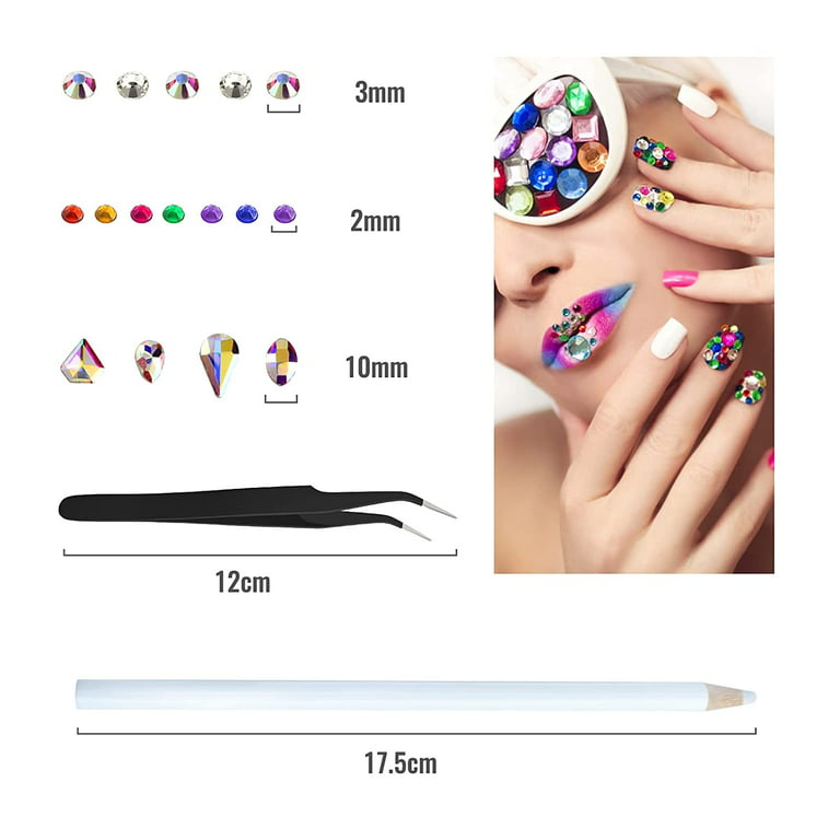 JESOT Nail Gems, 5500PCS Rhinestones for Nails Colorful Nail Rhinestones  Kit with Rhinestone Picker and Tweezers 