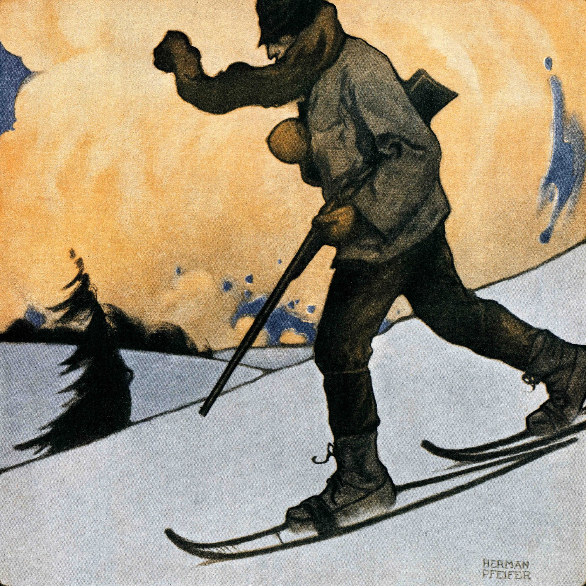 Marmont Hill Snowshod Hunter by Heinrich Pfeifer Painting Print on Canvas