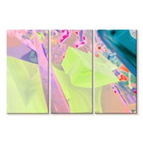 Elephant Stock One Week Push Ii Wall Art - Horizontal Multi Panel Canvas - Living Room Wall Decor - Abstract Multi Panel - Pink And Green Decor By Henry Hu - 65" x 42"
