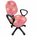 thumbnail image 1 of Floral Office Chair Slipcover, Pattern with Dotted Flower of Plumeria Frangipani Exotic Blossom Pointillism, Protective Stretch Decorative Fabric Cover, Standard Size, Pink Yellow White, by Ambesonne, 1 of 5