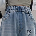 thumbnail image 4 of Shadoumai Girls Heart Rhinestone Denim Jeans Loose Straight Leg High Waist Long Pants Casual Trousers for Kids Tweens, 4 of 8