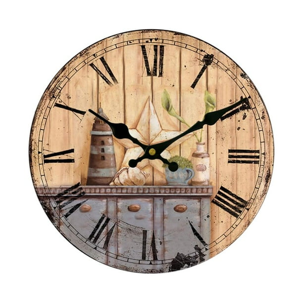 Reloj de pared de madera rústico vintage de 14 pulgadas Arte