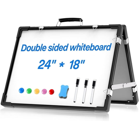Whiteboard Dry Erase Boards,Foldable Hanging Wall Desktop Boards Easel for Office 24x18 Inch