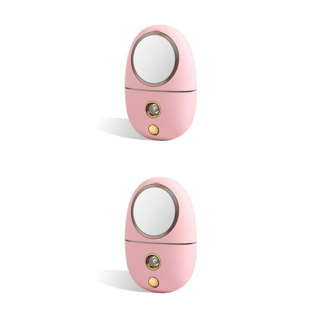 kurtrusly 35ML Humidifier Mist Spray Portable Hydrating Cold USB Operated Facial Atomizer with Cosmetic Mirror for Travel No.02 2Set
