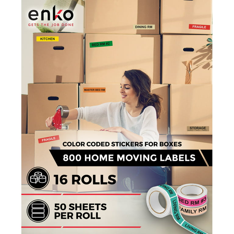 Smart Move Fragile Moving Tape, Home Moving Color Coded Labeling