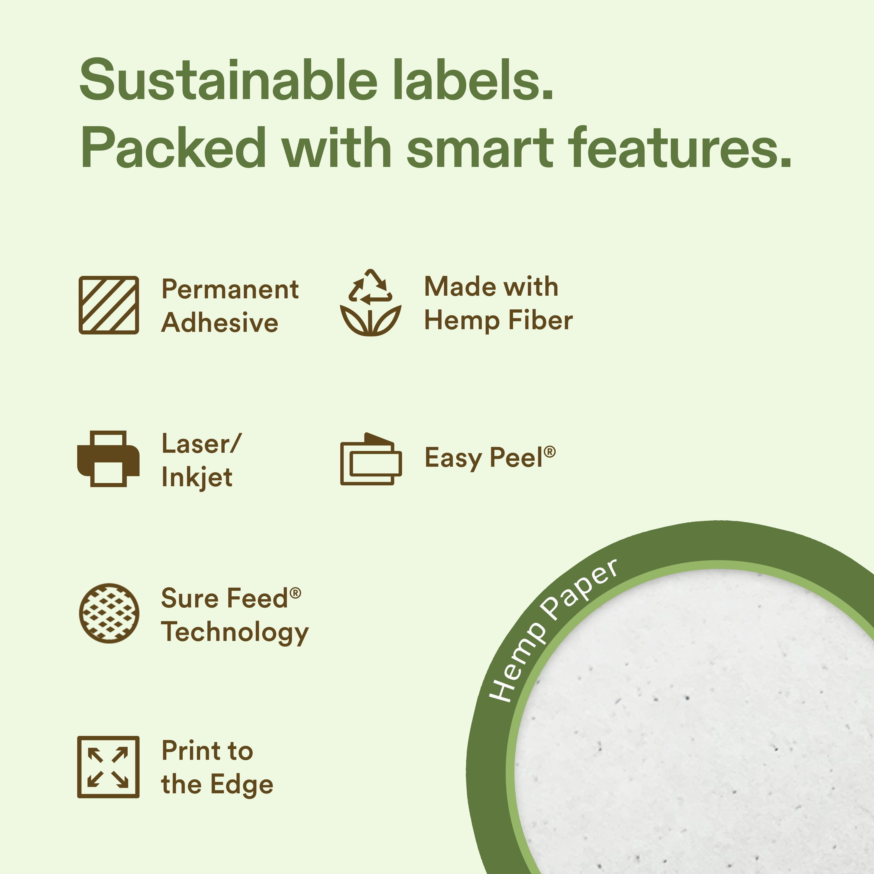 Avery Square Hemp Labels, 2" x 2", Off-White, 960 Labels Total