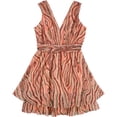 thumbnail image 1 of bar III Womens Mod Wood Cut Printed Mini Dress medorange 2, 1 of 2