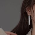 thumbnail image 2 of Sterling Silver Crystal Rhinestone Linear Drop Earrings for Women Teens CZ Long Dangle Earrings Tassel Chain Studs, 2 of 6