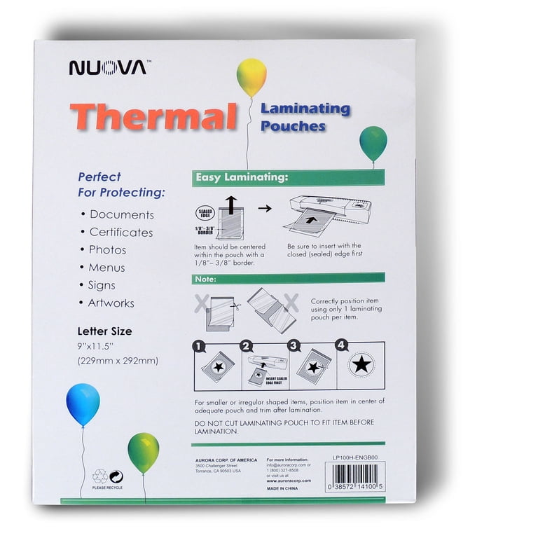 Nuova Premium Thermal Laminating Pouches, 9" x 11.5", 100-Pack photo 2