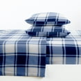 thumbnail image 4 of Soft Polar Fleece Plaid Sheet Set, 4-Piece King Size Sheets, Plaid Navy, 4 of 5