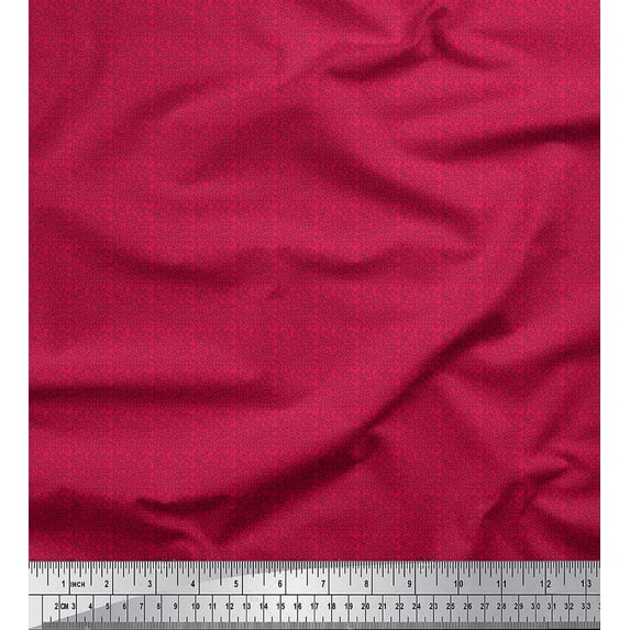 Soimoi Pink Velvet Fabric Line & Circle Geometric Print Fabric by the Yard 58 Inch Wide