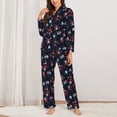 thumbnail image 2 of Balery Vintage Rose Conjunto de Pijama con Estampado para Mujer, Conjunto de Dos Piezas con Manga Larga, Ropa de Dormir Suave con Bolsillos, Pijamas Cómodos-X-Large, 2 of 7