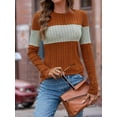 thumbnail image 4 of Weardear Women's Striped Color Block Sweater Long Sleeve Crewneck Casual Loose Fit Knit Sweater Pullover Tops, 4 of 5