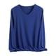 thumbnail image 1 of Jumpingount Ropa interior térmica de invierno frío, camiseta elástica con cuello en V gruesa y holgada portátil, ropa informal cómoda, Tops Camisetas Azul 4XL, 1 of 6