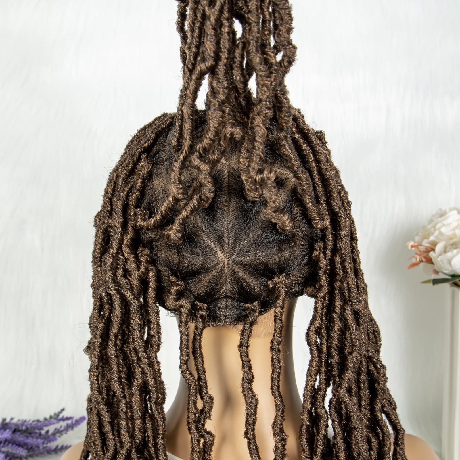Full Lace Braided Wigs Synthetic Lace Wigs 34 Inches Handmade Braided Wigs Crochet Wigs Faus Locs Braided Wigs for Women (1B/27 color)