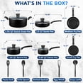 thumbnail image 3 of SereneLife 15 Piece Pots and Pans Non Stick Kitchenware Cookware Set, Black, 3 of 7