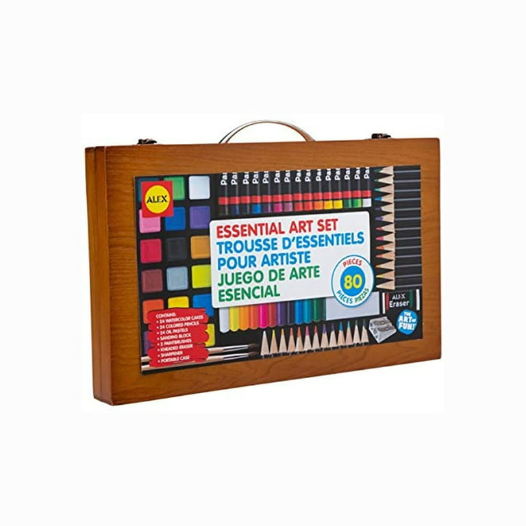 Kids Studio Portable Essential Art Supply With Wood Carrying Case