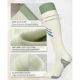 thumbnail image 5 of Lanola 2 Pairs Thick Cotton Compression Socks for Women 15-20mmHg Cute Knee High Socks Support for Running, Travel, Nurse, Pregnancy（Green/White）, 5 of 6
