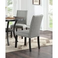thumbnail image 3 of Modern Contemporary Set of 4pc Side Chairs Gray Fabric Cushion Upholstered Nailhead Trim Dining Room Chairs, 3 of 10