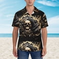 thumbnail image 2 of Honeii Gold Rose Skull Print Men’s Hawaiian Shirt,Classic Button-Down Short Sleeve Shirt, for Beach, Vacation, and Outdoor Activities,XX-Large, 2 of 7
