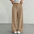 thumbnail image 6 of Mohiass Corduroy Pants Women Baggy Button High Waisted Wide Barrel Leg Lounge Pants Fall Business Casual Work Trousers with Pockets Khaki M, 6 of 6