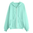 thumbnail image 3 of LYXSSBYX Fall Clothes for Women Fashion Women's Zipper V-Neck Pullover Tops Long Sleeve Hooded Blouse Sweatshirt, 3 of 4