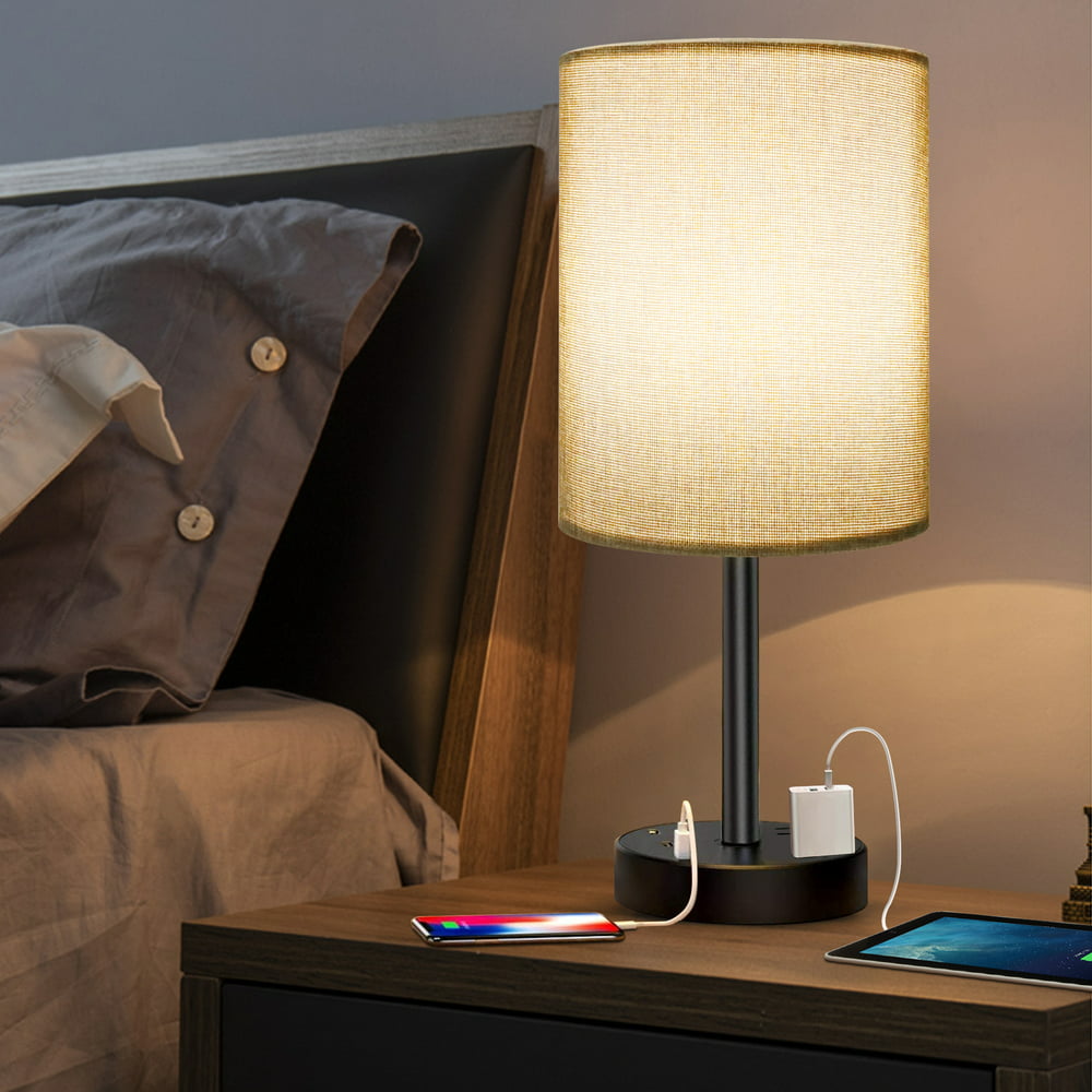 USB Table Lamp,Touch Control Desk Lamp with 3 USB Charging Ports & 2 AC