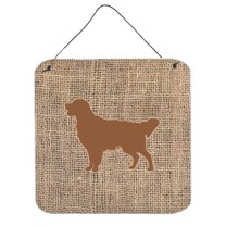 Golden Retriever Burlap And Brown Aluminium Metal Wall Or Door Hanging Prints