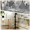 thumbnail image 5 of 9 Tier Metal Spine Bookshelf Tower, Vertical Bookshelf,Adjustable Vertical Spine Book Tower Floor,Tall Open Shelf 360 Display Storage Organizer for Study Room,Living Room,Office,Bedroom(Black), 5 of 8