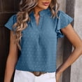 thumbnail image 5 of UYISJ Women's Summer Ruffle Short Sleeve Blouse V Neck Swiss Dot Flowy Shirt Tunic Top, 5 of 6