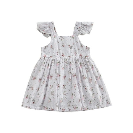 

TheFound Toddler Baby Girl Summer Dress Floral Ruffle Sleeveless Princess Sundress Casual Beach Party Dresses