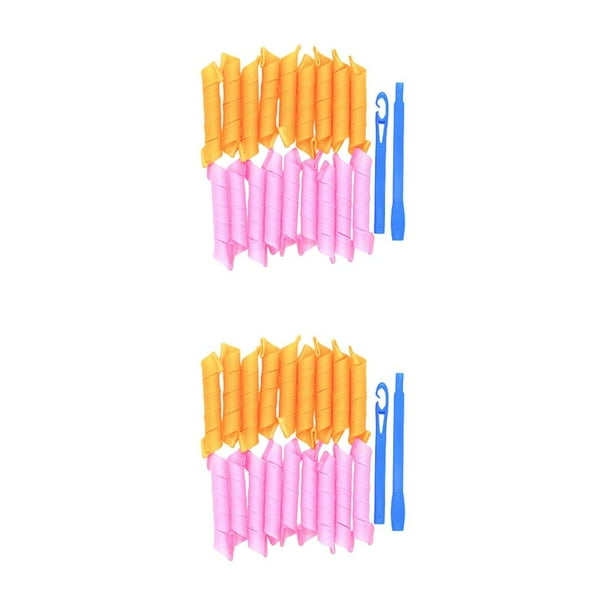 Minnieouse 18Pcs Hair Curlers Heatless Spiral Curls DIY Kit Styling 2piezas rosa naranja