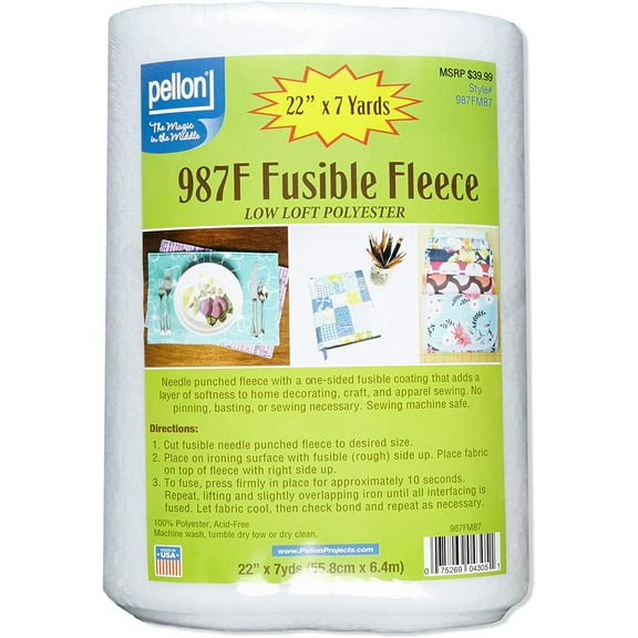 Pellon 987F Fusible Fleece 22" (Bolt, 7 yards), Fabric by the Bolt