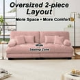 thumbnail image 3 of 94.4" Cloud Chenille Loveseat Sofa, Oversized Deep Seat 2 Seater Couch for Living Room with Pillows, Pink, 3 of 10