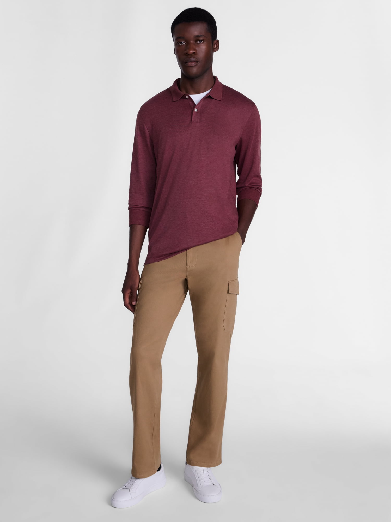 George Men's Interlock Polo Shirt with Long Sleeves, Sizes S-5XB