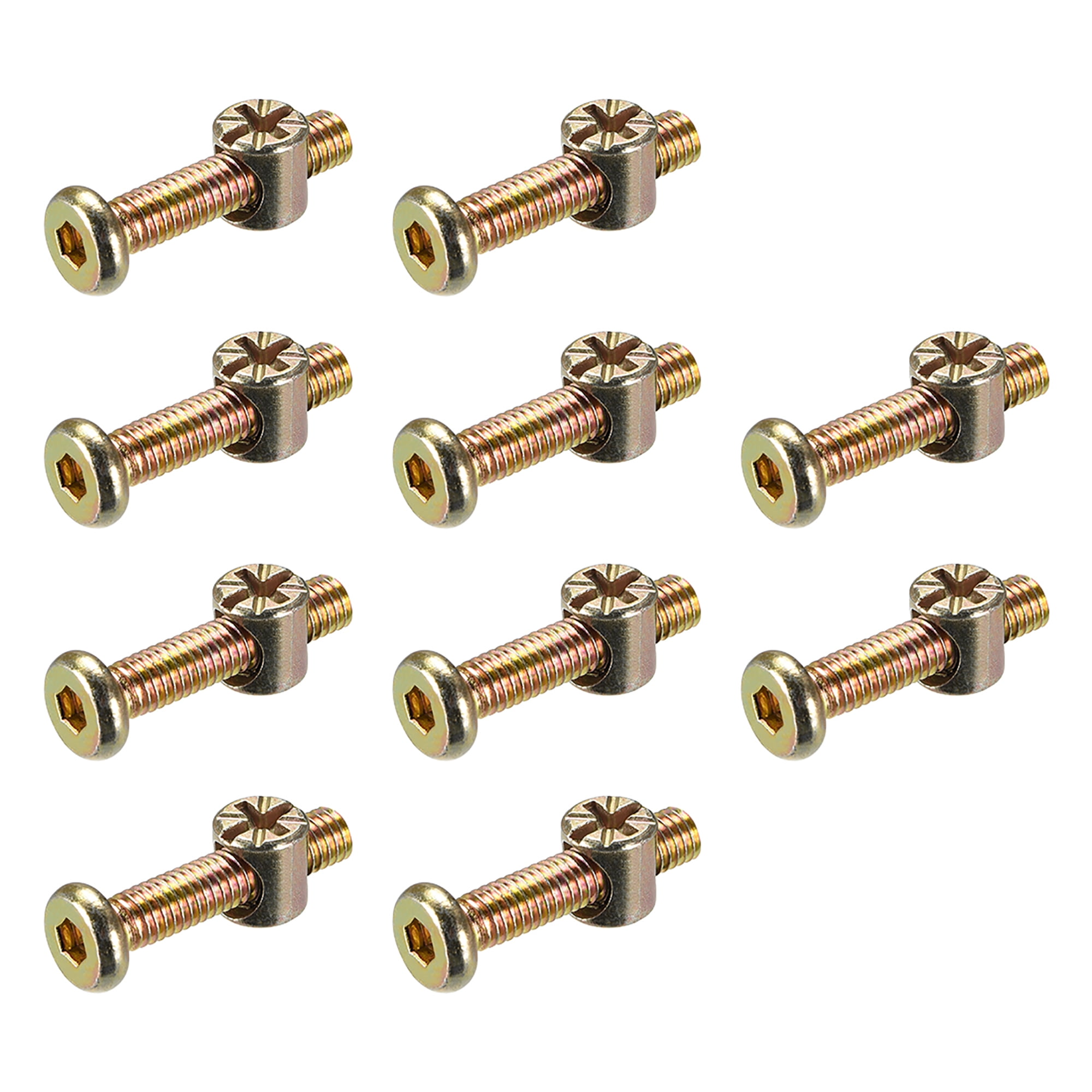 M6 15mm BRONZE JOINT CONNECTOR HEXAGON SOCKET NUTS FURNITURE BOLTS BED COT PANEL 