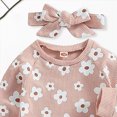 thumbnail image 4 of HCNTES Baby Girl Clothes Winter Baby Girls Outfit Cute Daisy Graphic Pink Long Sleeve Top Elastic Waist Pants Headband 3 Pcs Toddler Clothes Dailywear Set, 4 of 5