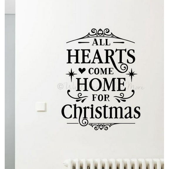 Christmas Decor Decal Hearts Home Winter Wall Quotes Vinyl Art Lettering 23x18-Inch Black