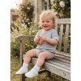thumbnail image 4 of Cenuakty Infant 0-18M Baby Summer Jumpsuit Solid Color Ribbed Short Sleeve Round Neck Romper Cute Bodysuit, 4 of 9